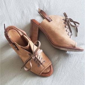 Rag & Bone Trafford Camel Suede Peep Toe Booties